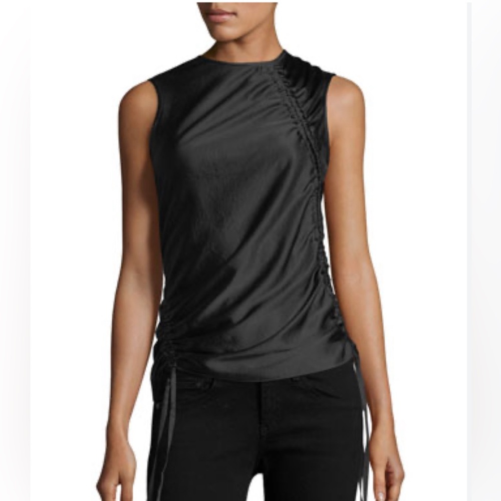 Alexander Wang sleeveless black satin top, size 8